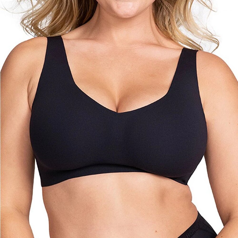 Honeylove Black Seamless Wireless V‎ Neck Pull On Bra